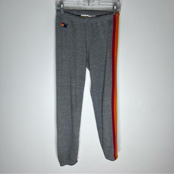 Aviator Nation Rainbow 5 Stripe Sweatpants Heather Gray Sz S - Picture 7 of 7
